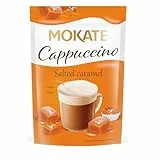 MOKATE - Cappuccino Salzkaramell - Cremiger Instant-Kaffee mit Milchschaum Koffein - Salated Caramel Coffee - Kaffeegetränk Aromatisch Süß Kaffeepulver - Einfach mit Heißem Wasser Aufgießen - 110g