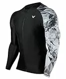 HUGE SPORTS Herren Badeshirts Langarm Reißverschluss Rashguard UPF 50+ Sonnenschutz Schnell trocknend, wolf, M