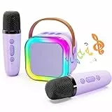 HassoKon Karaoke Maschine Kinder mit 2 Drahtlosen Mikrofonen,Tragbares Bluetooth Karaoke Maschine mit Stimme Wechselnde Effekte & LED-Lichter,Geschenke für Alter 3-18 Kinder, Jungen, Mädchen
