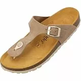 Palado Zehentrenner Damen Kos Suede Premium Leather - gefertigt aus Veloursleder - Made in Spain - EVA-Sohle - Weichfußbettung - Beige UK7 - EU40