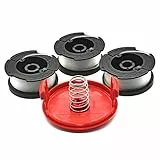 WETOOLPLUS AF-100 0,2 cm x 9,1 m Ersatzspule für automatische Zufuhrspule AFS kompatibel mit Black Decker Elektro-Saitentrimmer/Rasenkanten/Rasenmäher, 3 Spulen & 1 Abdeckkappe