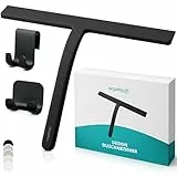 Engelbach® Duschabzieher schwarz - streifenfreies Abziehen ohne Quietschen – ergonomischer Abzieher Dusche mit rutschfestem Griff - Fensterabzieher, Inkl. 2 Halterungen, 28cm