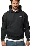 behype. Herren Oversize Hoodie Kapuzenpullover Einfarbig Basic Heavy Pullover Kapuzen-Sweatshirt Für Männer BHS_Herren_6032-Black Washed-XL