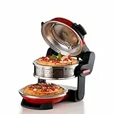 Ariete Forno Pizza Doppio 927, Pizzaofen mit 5 Kochstufen, 2 feuerfesten Antihaft-Platten, 2 Holzklingen im Lieferumfang, Max. Temperatur: 400°C, 2 Thermostate, Durchmesser 32 cm, 2300W, Rot