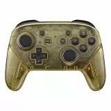 eXtremeRate Full Case Set für Nintendo Switch Pro Controller, DIY-Ersatz Frontplate&Rückseite Gehäuse&Giffe Hülle, Abdeckung Ersatzteile für Switch Pro Controller(Transparent Bernsteingelb)