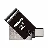 Philips 2-in-1 OTG Edition Ultra Speed USB-C/USB 3.1 duales USB-Flash-Laufwerk USB-Stick 64 GB für PC, Laptop, Computer, (Android) Smartphone, Tablet, Ultra Small, Lesegeschwindigkeit bis zu 180 MB/s