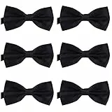 DonDon 6er Set Herren Fliege 12 x 6 cm gebunden und längenverstellbar schwarz