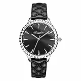Thomas Sabo Damen Armbanduhr Rebel at Heart Analog Mechanik Leder Schwarz Silber WA0321-203-203-38 MM