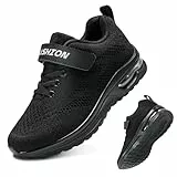 ASHION Kinder Turnschuhe Jungen Sneaker Kinderschuhe Mesh Atmungsaktiv Outdoor Laufschuhe(Schwarz,35EU)