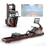 PASYOU Rudergerät für Zuhause aus Eiche, Wasserrudergerät klappbar mit Bluetooth Display &30 Tage kostenlose Kinomap-Mitgliedschaft,Rudermaschine mit Verstellbarer Tablethalterung 150kg belastbar PW60