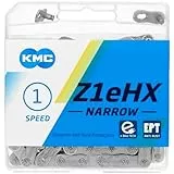 Fahrrad Kette, KMC Fahrradkette, Z1eHX Narrow EPT, 1/2' x 3/32', 128 Glieder, 1-fach, rostresistent, silber