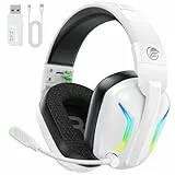 Fachixy Bluetooth Headset, 2,4G Gaming Headset Wireless mit Mikrofon für PS5, PS4, PC, Switch, Mac, Faltbarer Surround Sound Noise Cancelling Kopfhörer mit LED Licht, Über 50 Stunden Akkulaufzeit