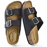 Torotto Damen Pantoletten Sandalen Leder Erwachsene Clogs Hausschuhe Arbeitsschuhe Bequeme Classic(Schwarz,41 EU)