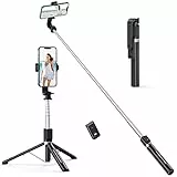 ATUMTEK 49' Selfie Stick Stativ, Stabiles Stativ mit Abnehmbarer Bluetooth-Fernbedienung, Kompatibel mit iPhone 16 Pro Max/16 Pro/16/15/14/13/12/11, GoPro, Samsung, LG, Google Smartphones, Schwarz