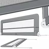 KESSER® Bettgitter 180 cm Bettschutzgitter Kinderbettgitter für Kinder Babybettgitter Klappbar, Tragbar, Kinderbett Kinderbettschutzgitter Rausfallschutz, Bett & Elternbett hoch: 42 cm, Hellgrau