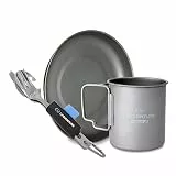 Lifeventure Titanium Camping Mug, Plate & Cutlery Set