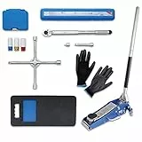 BGS 9680 | Radwechsel Spar-Set | 10-TLG. | Wagenheber 1,5 t | Drehmomentschlüssel | Felgen-Schon-Einsätze | Knieschoner | Kreuzschlüssel | Handschuhe