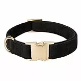 YUDOTE Ultraweiches Hundehalsband natürliche Baumwolle Cord für Groß Hunde mit empfindlicher Haut,Schwarz