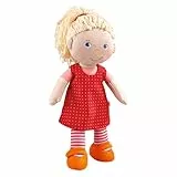 HABA Stoffpuppe Annelie – Weiche Puppe mit Haaren zum Stylen – Mit wechselbarer Kleidung – Ab 18 Monaten – 30 cm – Waschbar – 1302108001