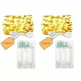 MUXIJIA 2 LED-Lichterketten, 20 LEDs, 5 M AA-Batterien, Timer, Warmweiß