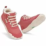 SAGUARO Barfuss Schuhe Damen Winter Barfußschuhe Winterschuhe Gefüttert Winterstiefel Wasserabweisend Winterboots Schneeschuhe für Winterspaziergänge & Leichte Wanderungen Rot, Gr.40