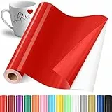 YAFLC Selbstklebend Plotterfolie Vinyl, 30.5x400cm Selbstklebend Vinylfolie Plotter, Permanente Plotterfolie Vinyl für Teetasse, DIY Geschenke, Fenster, Keramik, Weihnachten Rot