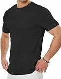 JMIERR T Shirt Herren Kurzarm Basic Rundhals Einfarbig T-Shirt Muscle Slim Fit Hemd Herren S-3XL,Schwarz,M