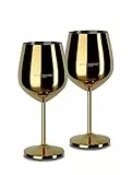 ECHTWERK bruchsichere Weingläser/Weinkelche aus Edelstahl, Weinglas-Set, Rotweinglas, Weinprobe-Gläser, Campinggläser, Cocktailgläser, robust, unzerbrechlich, Gold Edition, 2tlg, 21x 7,3cm, 0,5L