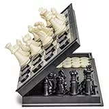 Yellow Mountain Imports Großes Magnetisches 2-in-1 Reiseschach- & Dame-Spiele-Set - 36 Zentimeter