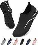 VOLHAL Wasserschuhe Herren Badeschuhe Damen Schwimmschuhe Schnell Trocknend Strandschuhe rutschfeste Aquaschuhe Leicht Surfschuhe für Beach Pool Yoga, Schwarz 43 EU