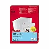 herlitz Aktenhülle A4 Standard, transparent glasklar, dokumentenecht, oben und rechts offen, 100 Stück