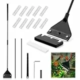 UKOFEW Algenschaber Aquariumschaber, Aquarium Algen Rasiermesser Schaber, Aquarien Reinigung Werkzeug, Verstellbarer Algenschaber, Schwarz, Mit Abnehmbarer StangeFür Glas Fischbecken (62 cm)