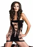 Leg Avenue 86091 - Nahtloses Elasthan Schlauchkleid Schwarz Damen Dessous Reizwäsche, Einheitsgröße (EUR 36-40)