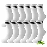 FALARY 6 Paar Bambus Socken Damen & Herren Sportsocken 39-42 Tennis Socks Bambussocken Running Socken Weiß
