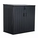 Koll Living Mülltonnenbox Soraya mit 775 Liter aus Kunststoff in Holzoptik – abschließbar, wetterfest, UV-beständig, mit Gasdruckfedern – Schwarz/Grau