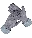 Bobelle Wear Handschuhe Winter Damen, Thermo Touchscreen Winterhandschuhe mit Fleece Gefütterte, Warme Wildleder Strickhandschuhe für Kaltes Wetter (Grau)
