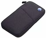 Troika “Safe Flight” travel Document case — for air travel — with readout Protection Film (for RFID Chips) — Zipper — 12 Inner Pockets — Polyester — Grey, Black