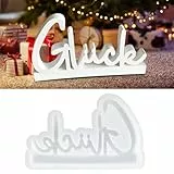AKONE Silikonformen Gießformen Glück, Silikonform Kerzenhalter Glück, Gießformen Silikon Weihnachten, Gips zum Gießen, Glück Buchstaben Epoxidharz Formen für Heimdekoration, Valentinstags Geschenke