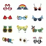 AVCXEC Party Brillen, 12 Paar Lustige Sonnenbrille, Hawaii Brille, Sonnenbrille Lustig, Party Sonnenbrille, Witzige Sonnenbrillen, Partybrillen für Strand Hochzeit Maskerade Karneval Abschlussfeier