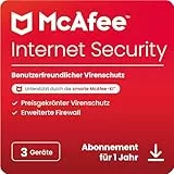 McAfee Internet Security (3 Geräte) 2025 | 12 Monate| Echtzeitschutz für PCs vor neuen und dynamischen Bedrohungen | Digitaler download