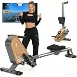 VOWVIT Rudergerät für Zuhause OR3,Magnetisches Rudergeräte mit Bluetooth Monitor,16 Resistance Levels,Kompaktes Rudergerät mit 150kg Gewichtskapazität,Vertikale Aufbewahrung,2 Jahre Garantie (Braun)