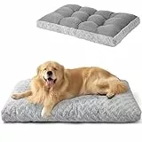 EHEYCIGA Hundebett Grosse Hunde Waschbar, 104x68cm, XL Hundekissen Flauschig für große Hunde, Kuschelig Umkehrbare Hundematte mit Kunstpelz und Kunstleinen, Grau