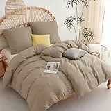 WAVVE Bettwäsche 135x200 4teilig Khaki - Bettbezüge 135 x 200 2er Set mit Kissenbezüge 80x80 cm, Bettwäsche-Sets 135x200cm aus Mikrofaser mit Reißverschluss Weich