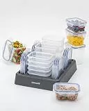 storewell NestFix12 Küchenorganizer für Schublade & Regal mit 12 stapelbaren LocknLock Vorratsdosen - Frischhaltedosen Set 8,9 L Aufbewahrung mit luftdichtem Deckel