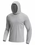 Hoodie Herren Langarmshirt UV Shirt Atmungsaktiv Funktionsshirt Leicht Schnelltrocknend Laufshirt Sonnenschutz Pullover Wandershirt Herren(Grey;2XL)