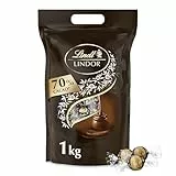 Lindt LINDOR Schokoladen Kugeln Extra Dunkel | ca. 80 Kugeln Edelbitterschokolade feinherb | dunkle Schokolade mit 70% Kakao | Großpackung, Pralinen-Geschenk | 1kg (1er Pack)