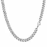 PROSTEEL Herren Kette Collier Edelstahl 46cm/18 in. Panzerkette Halskette 6mm breit kubanische Gliederkette Hip Hop Link Chain Necklace Modeschmuck Accessoire für Männer Frauen