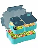 Swkien Brotdose mit Fächern - 1100ml Lunchbox Kinder - Auslaufsichere Brotdose Kinder mit Fächern - 3 in 1 Bento Box Brotbox Schule - Stapelbar Snackbox mit Deckel Jausenbox BPA Frei