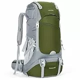 HOMIEE Wanderrucksack 50L Herren Damen Wasserdichter Trekkingrucksack Reiserucksack Outdoor Wandern Rucksack Mit Regenabdeckung, Armeegrün