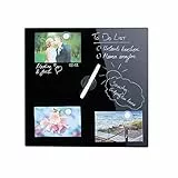 Relaxdays Magnettafel, beschreibbar, inkl. 3 Magnete & Stift, abwischbar, Rahmenlos, Magnetboard Glas, 40x40 cm, schwarz